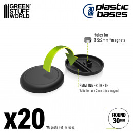 Plastic Bases - Round Lip 30mm | Miniature Round Plastic Bases