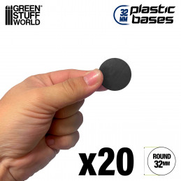 Plastic Bases - Round 32mm BLACK | Miniature Round Plastic Bases