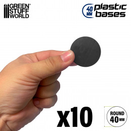 Plastic Bases - Round 40 mm BLACK | Miniature Round Plastic Bases