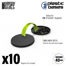 Plastic Bases - Round 40 mm BLACK | Miniature Round Plastic Bases
