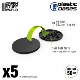 Plastic Bases - Round 50 mm BLACK | Miniature Round Plastic Bases