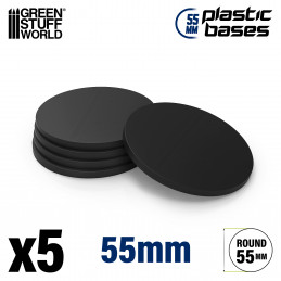 Plastic Bases - Round 55 mm BLACK | Miniature Round Plastic Bases