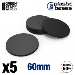 Plastic Bases - Round 60 mm BLACK | Miniature Round Plastic Bases