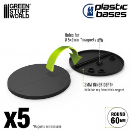 Plastic Bases - Round 60 mm BLACK | Miniature Round Plastic Bases