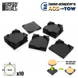 Schwarze Adapter Kunststoffbases - rund auf quadratisch 40mm