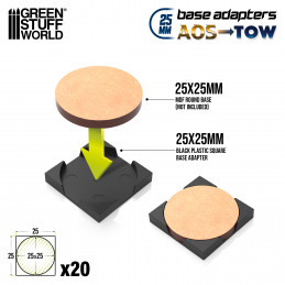 Round to square base adapter 25mm | Adapter AOS 25mm