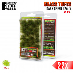 Touffes d'herbe XXL - 22mm - Auto-Adhésif - VERT FONCÉE | Touffes herbe 22 mm