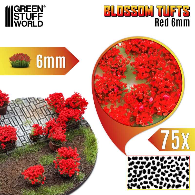 Blossom Tufts - 6mm - Red Flowers Blossom Tufts - 6mm - Red Flowers
