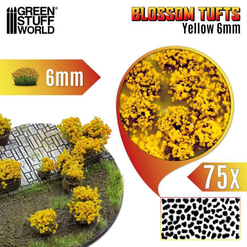 Touffes de Fleurs - 6mm - Tufts - Fleurs Jaunes Touffes de Fleurs - 6mm - Tufts - Fleurs Jaunes