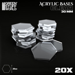 Acrylbasen - Hexagonal 30mm - Transparent | Sechseckige Transparente Basen