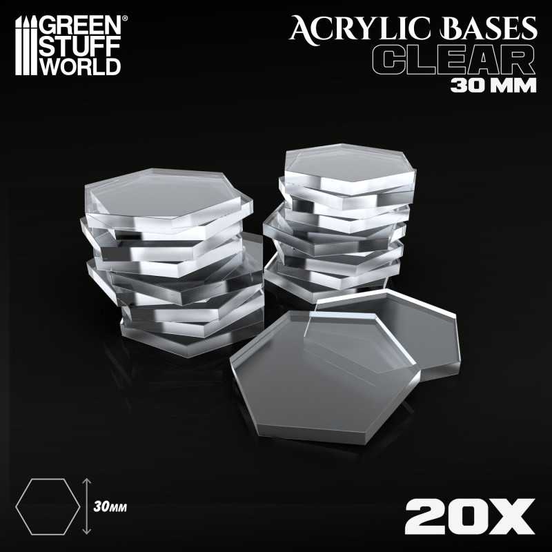 Acrylbasen - Hexagonal 30mm - Transparent | Sechseckige Transparente Basen Acrylbasen - Hexagonal 30mm - Transparent | Sechseckige Transparente Basen