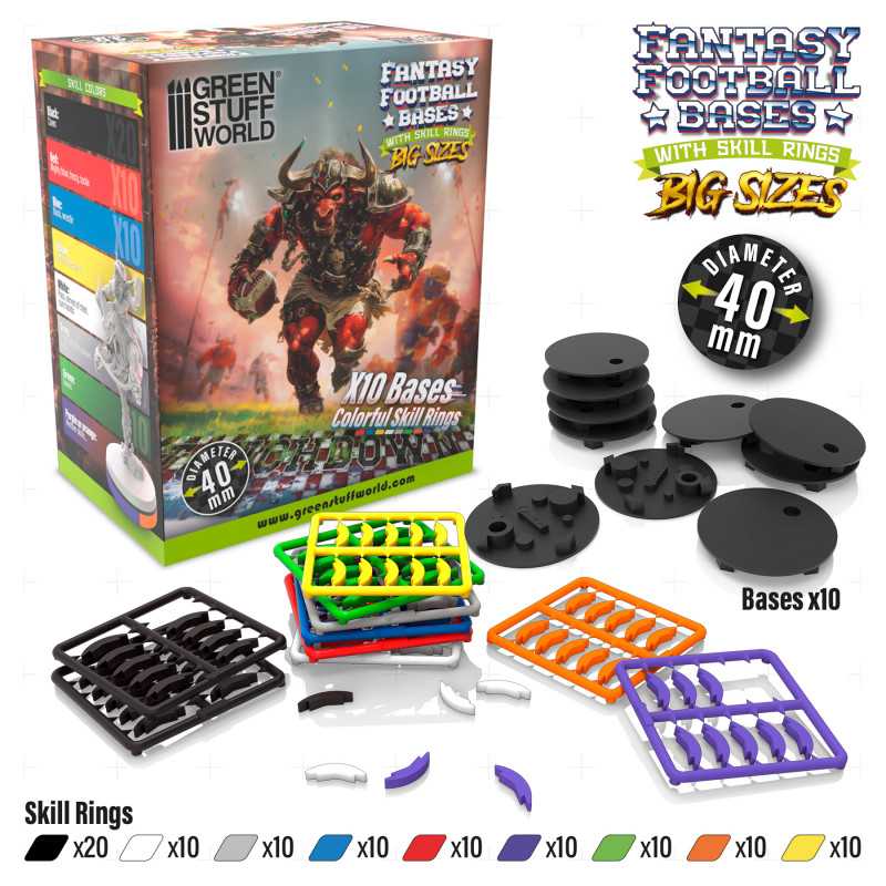 Blood Bowl Bases with Skill Rings | Fantasy Football bases with Skill Markers Blood Bowl Bases with Skill Rings | Fantasy Football bases with Skill Markers