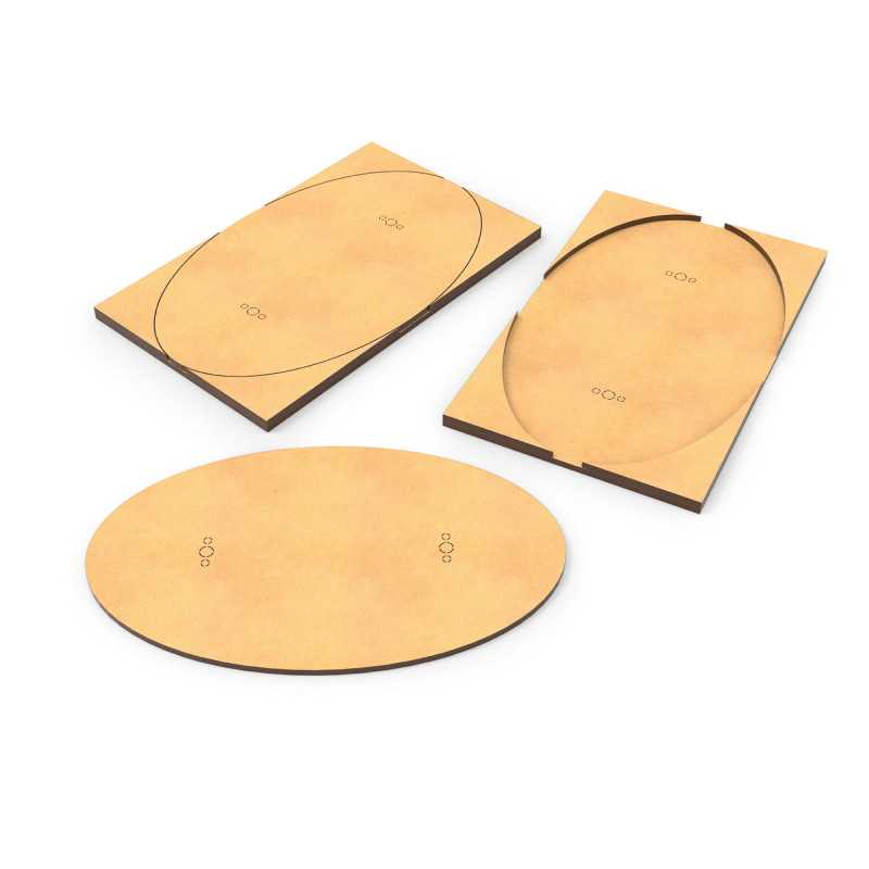 Adaptateur de socles MDF - Ovale 170x105mm à Rectangulaire Adaptateur de socles MDF - Ovale 170x105mm à Rectangulaire