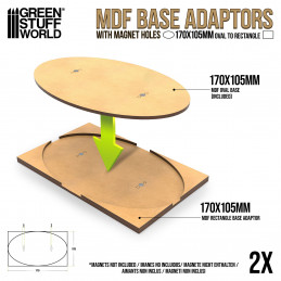 MDF Base adapter - Oval 170x105mm to Rectangular