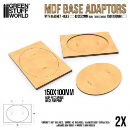 MDF Base adapter - Oval 170x105mm to Rectangular