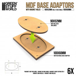 MDF Basisadapter - Oval 90x52mm auf Rechteckig 100x60mm