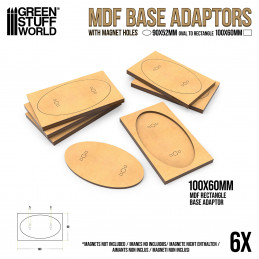 MDF Base adapter - Oval 90x52mm to Rectangular 100x60mm