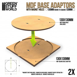 Adaptateur de socles MDF - Rond 130mm à Carré