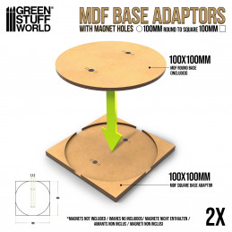 Adaptateur de socles MDF - Rond 100mm à Carré