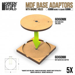 MDF Base adapter - Round 60mm to Square