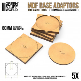 Adaptateur de socles MDF - Rond 60mm à Carré