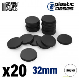 Socles Plastiques ROND 32mm Noir | Socles en Plastique Ronds