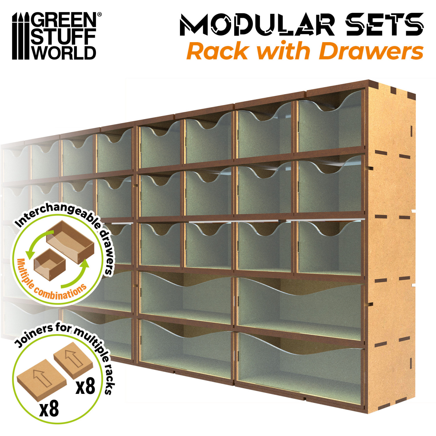 Schubladen Racks Vertikales MDF-Rack mit 16 Schubladen - GSW