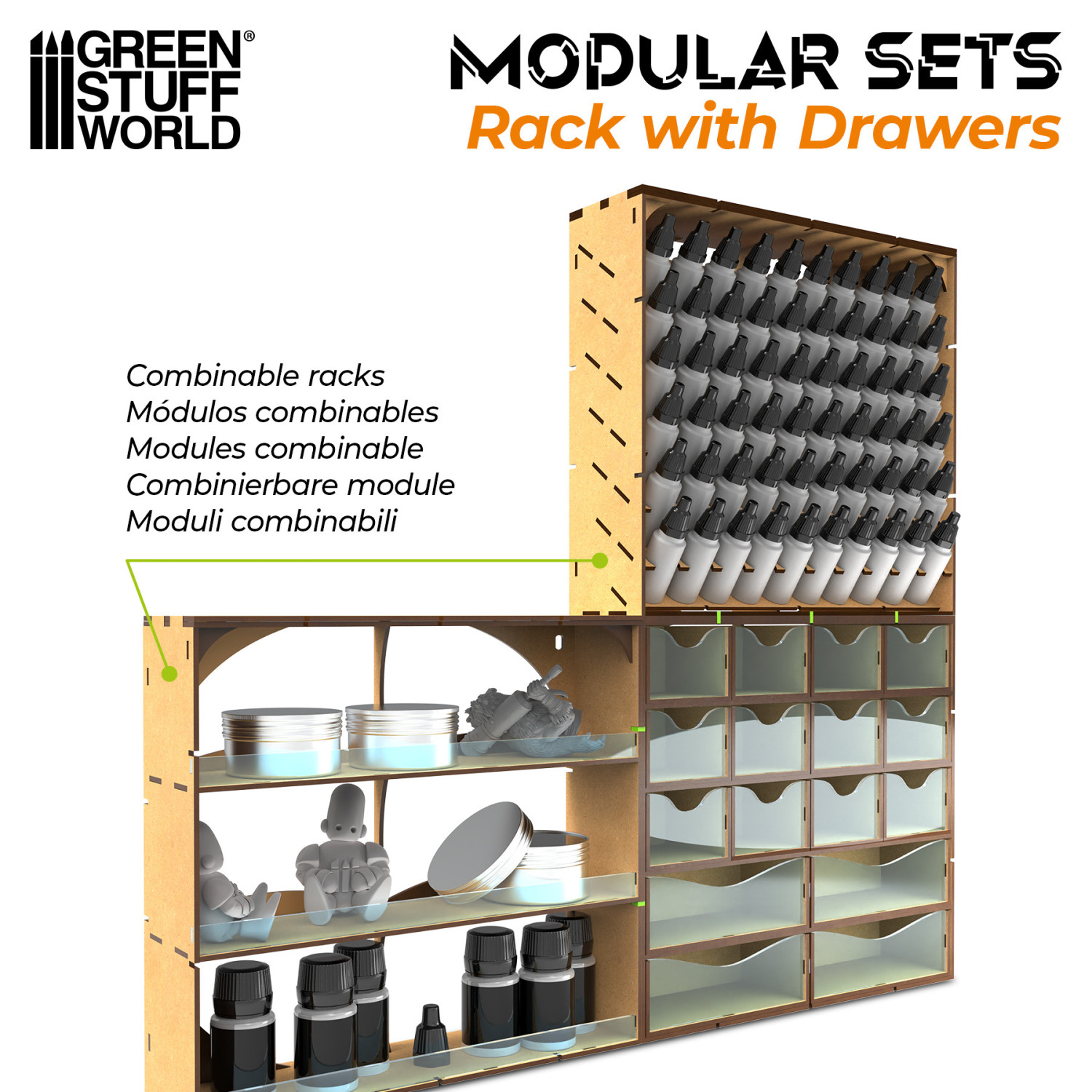 Schubladen Racks Vertikales MDF-Rack mit 16 Schubladen - GSW