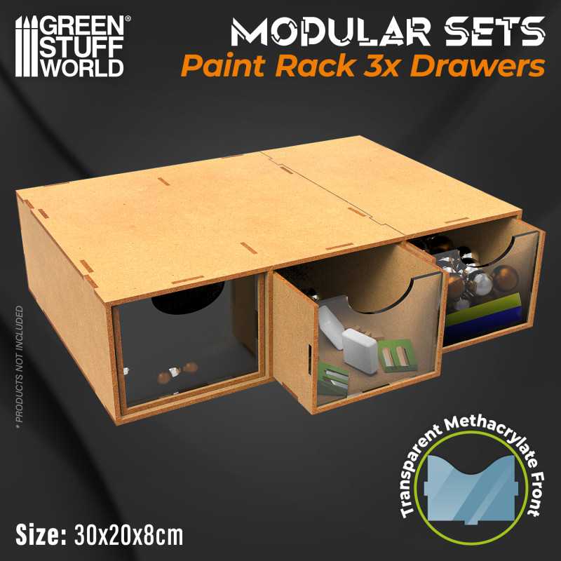 Modular Set 3x Drawers | MDF Wood Displays