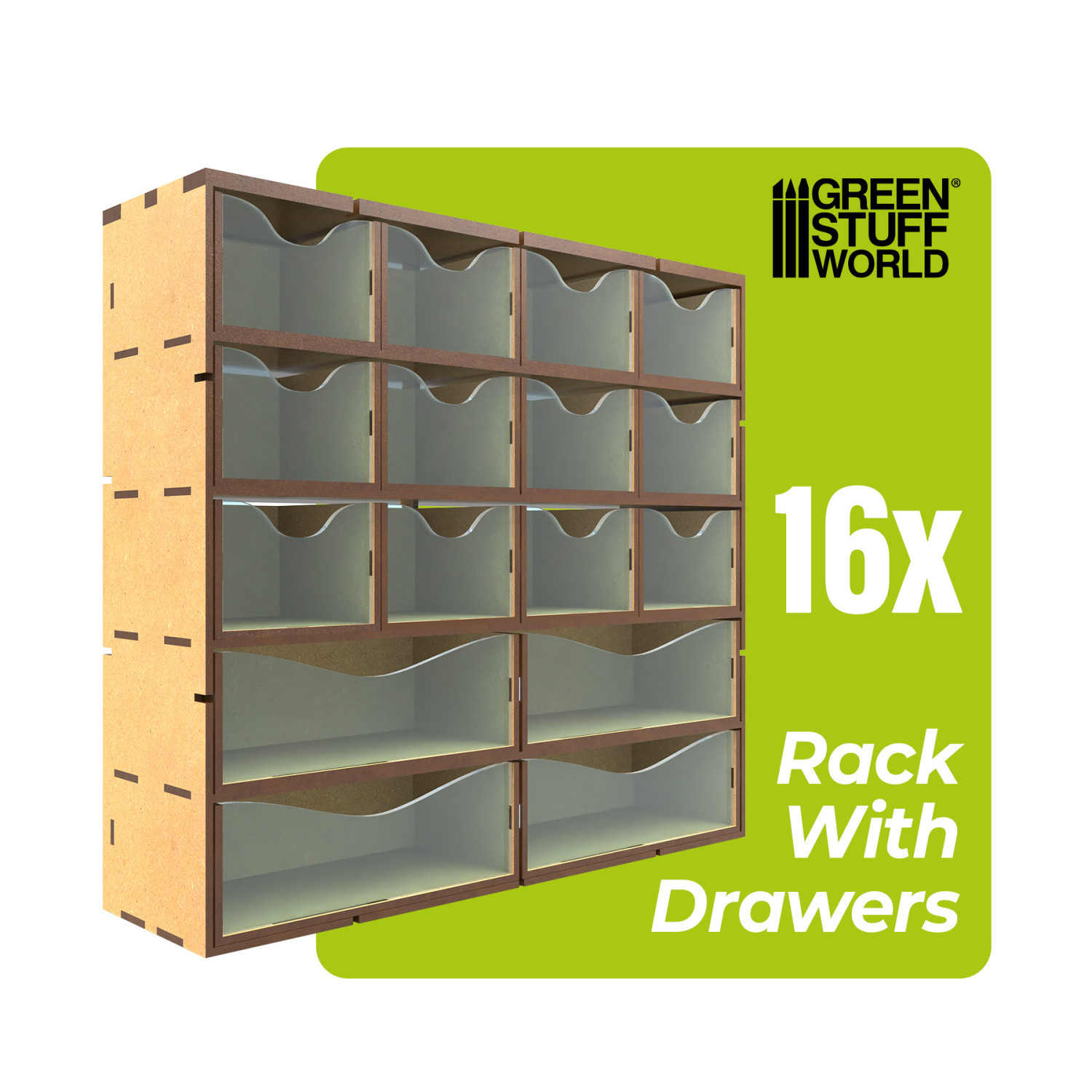 Schubladen Racks Vertikales MDF-Rack mit 16 Schubladen - GSW