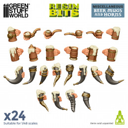 Jarras de cerveza y cuernos compatible con Warhammer: The Old World y cualquier ejército enano