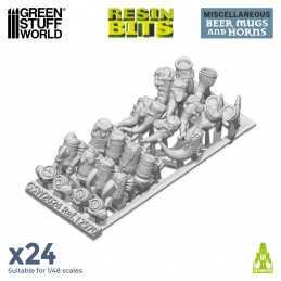 Beer Mugs and Horns compatible with Warhammer: The Old World and any dwarf army.
