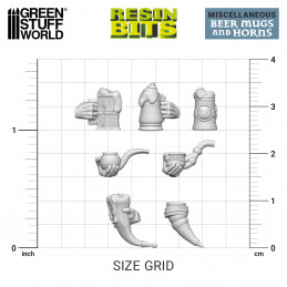 Beer Mugs and Horns compatible with Warhammer: The Old World and any dwarf army.