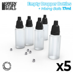 Empty Dropper Bottles 17ml with Mixing Balls | Empty Paint Pots