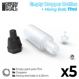 Empty Dropper Bottles 17ml with Mixing Balls | Empty Paint Pots