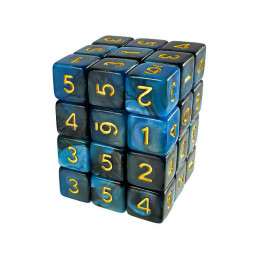36x Dadi D6 12mm - Blu Marmo