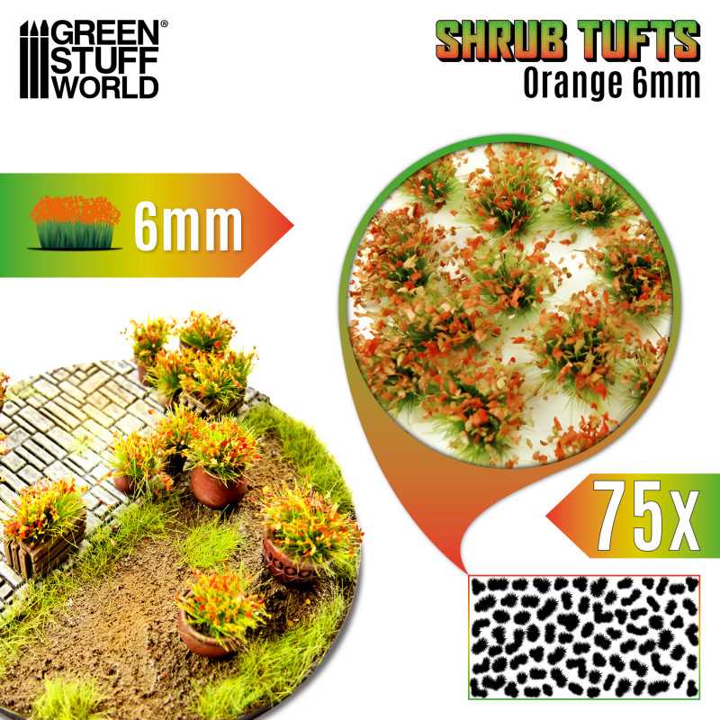 Shrub Tufts 6mm self-adhesive - Orange Shrub Tufts 6mm self-adhesive - Orange
