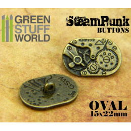 8x Boutons Ovale à motifs Steampunk MOUVEMENTS mécaniques - Bronze | Boutons