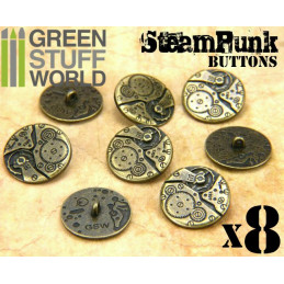 8x Botones Steampunk MOVIMIENTOS RELOJ - Bronce Botones