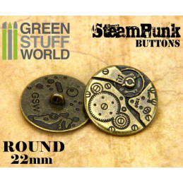 8x Boutons à motifs Steampunk MOUVEMENTS mécaniques - Bronze
