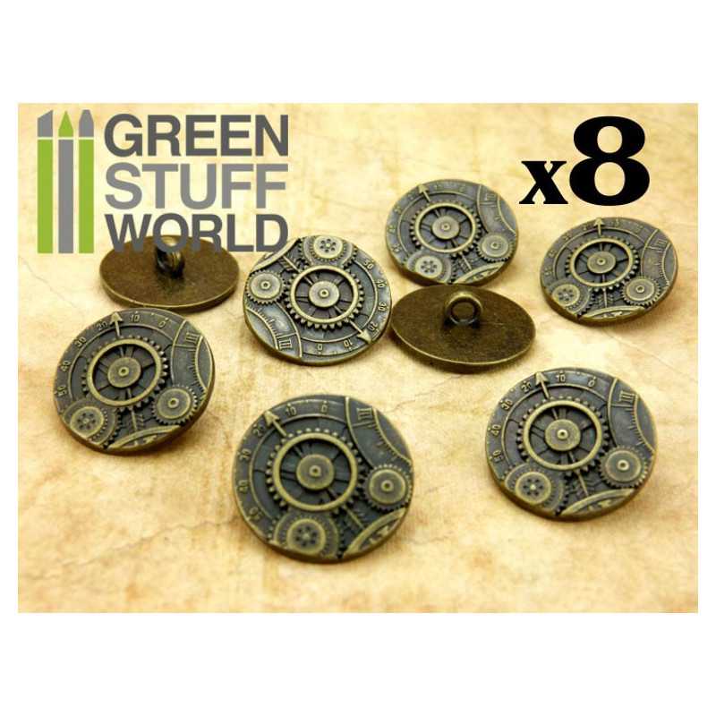 8x Knöpfe Steampunk-Stil 22mm - UHR und ZAHNRÄDER - Antike Bronzefarben | Knöpfe 8x Knöpfe Steampunk-Stil 22mm - UHR und ZAHNRÄDER - Antike Bronzefarben | Knöpfe