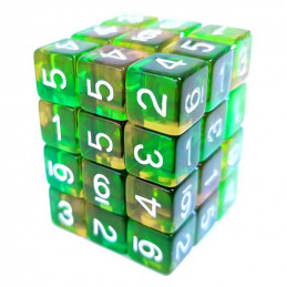 36x D6 12mm Dice - Clear Orange/Green