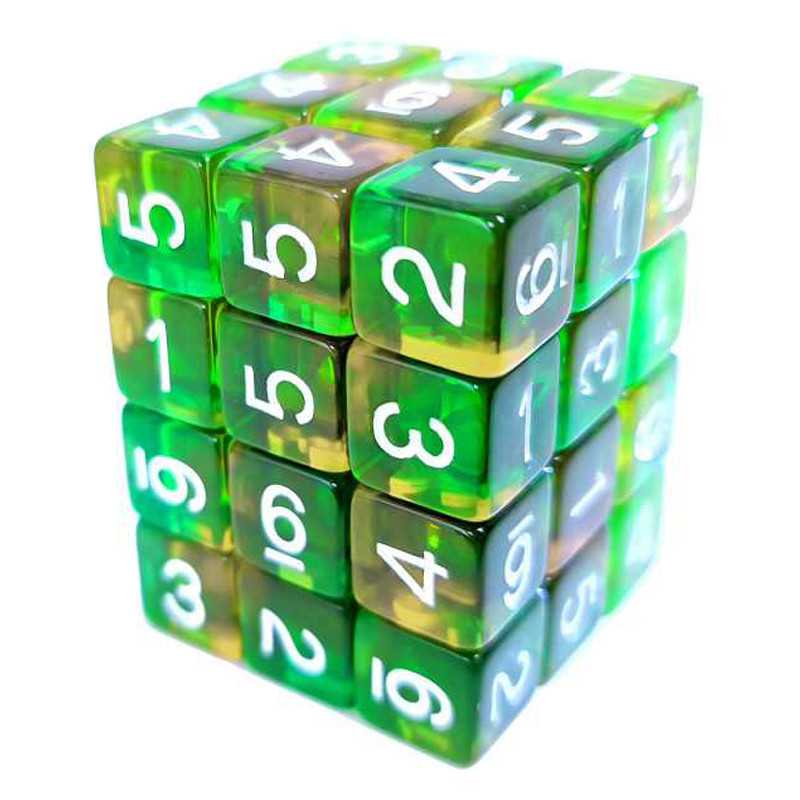 36x D6 12mm Dés de Jeu - Orange/Vert Transparent