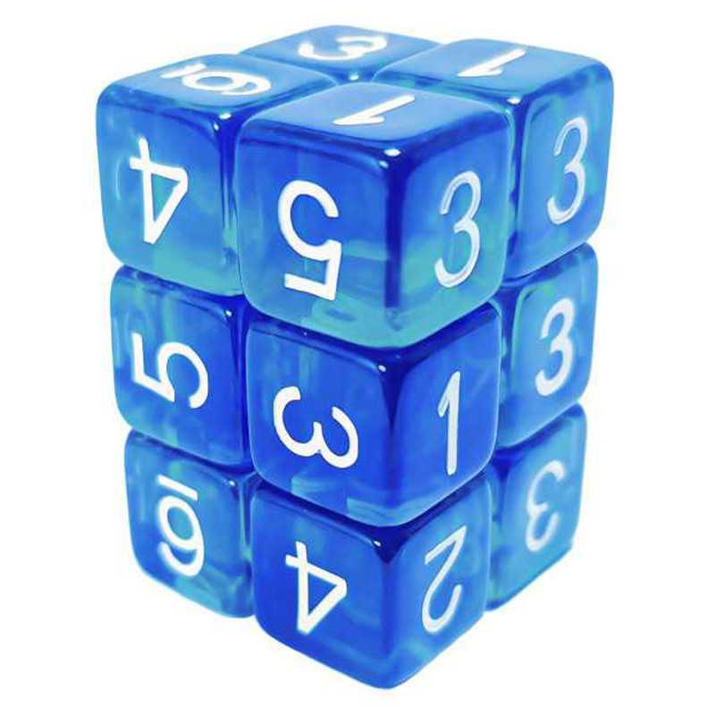 12x D6 16mm Dice - Clear Blue/Turquoise 12x D6 16mm Dice - Clear Blue/Turquoise