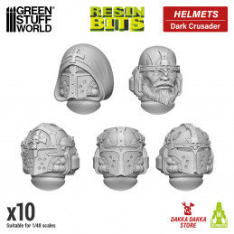 Dark Crusader Helmets 3D printed in resin and compatible with Warhammer 40k
