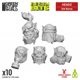 Têtes de Orks Burna compatibles avec Warhammer