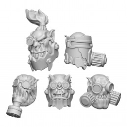 Têtes de Orks Burna compatibles avec Warhammer