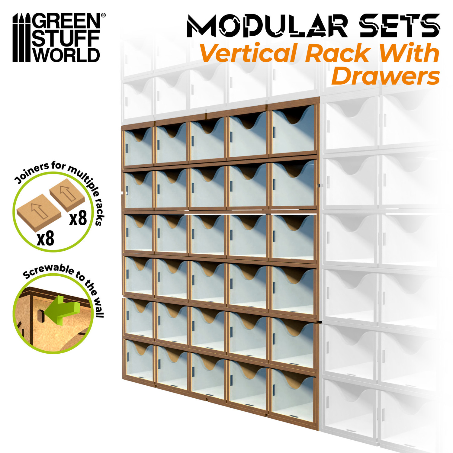Vertikales MDF-Rack mit Schubladen - GSW