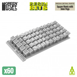 Kit conversion Mecha - Rivets Carrés avec Tiges Gundam 3mm