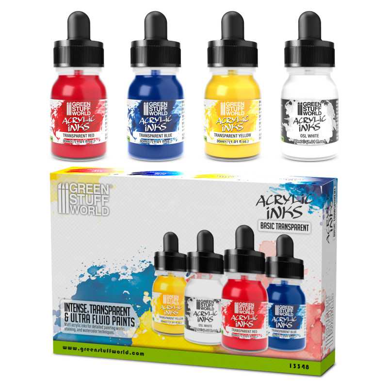 Set d'encres acryliques - Transparentes de base (x4) Set d'encres acryliques - Transparentes de base (x4)